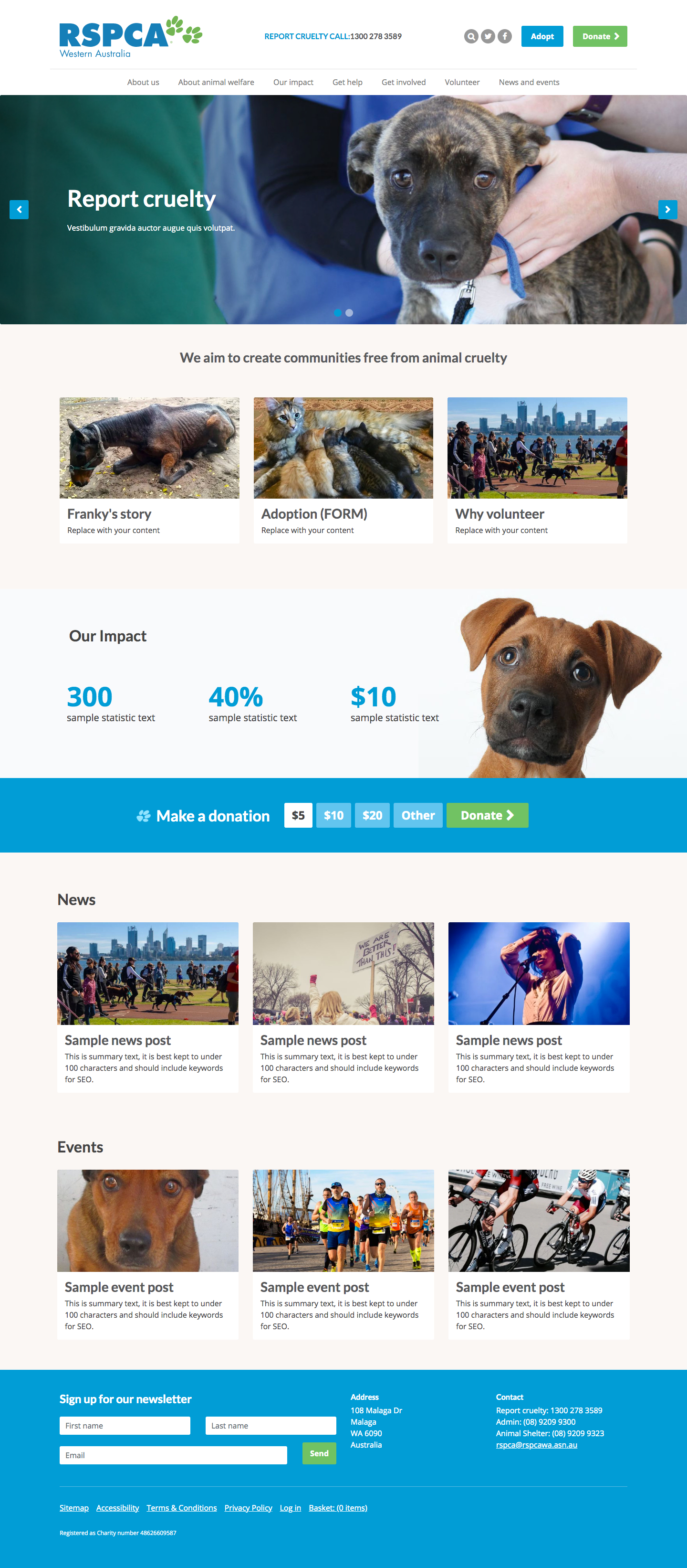 RSPCA homepage design