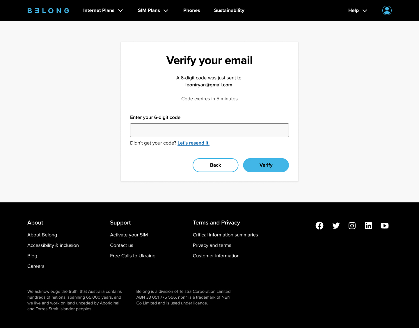 Belong Dashboard after