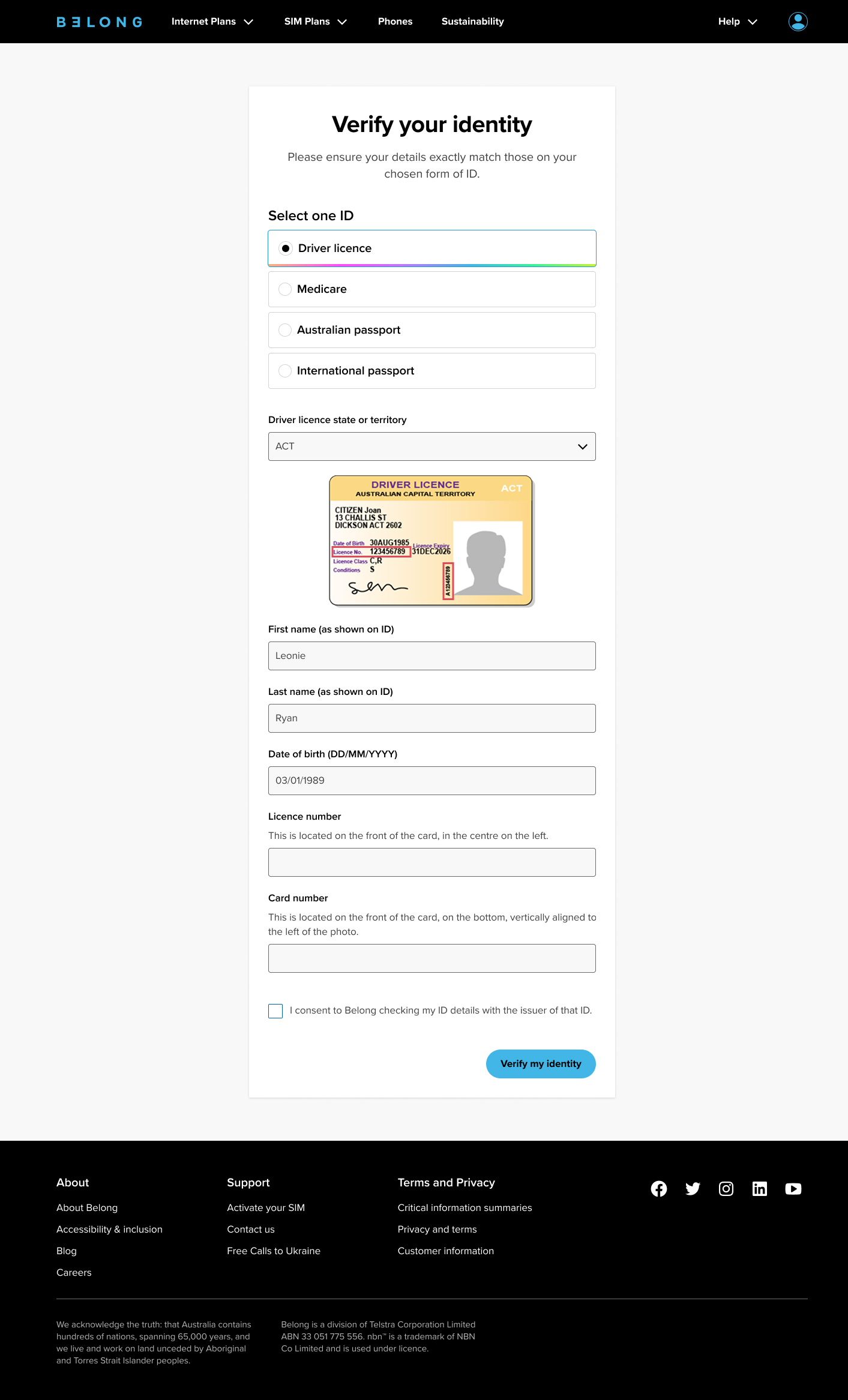 Belong Identity verification design