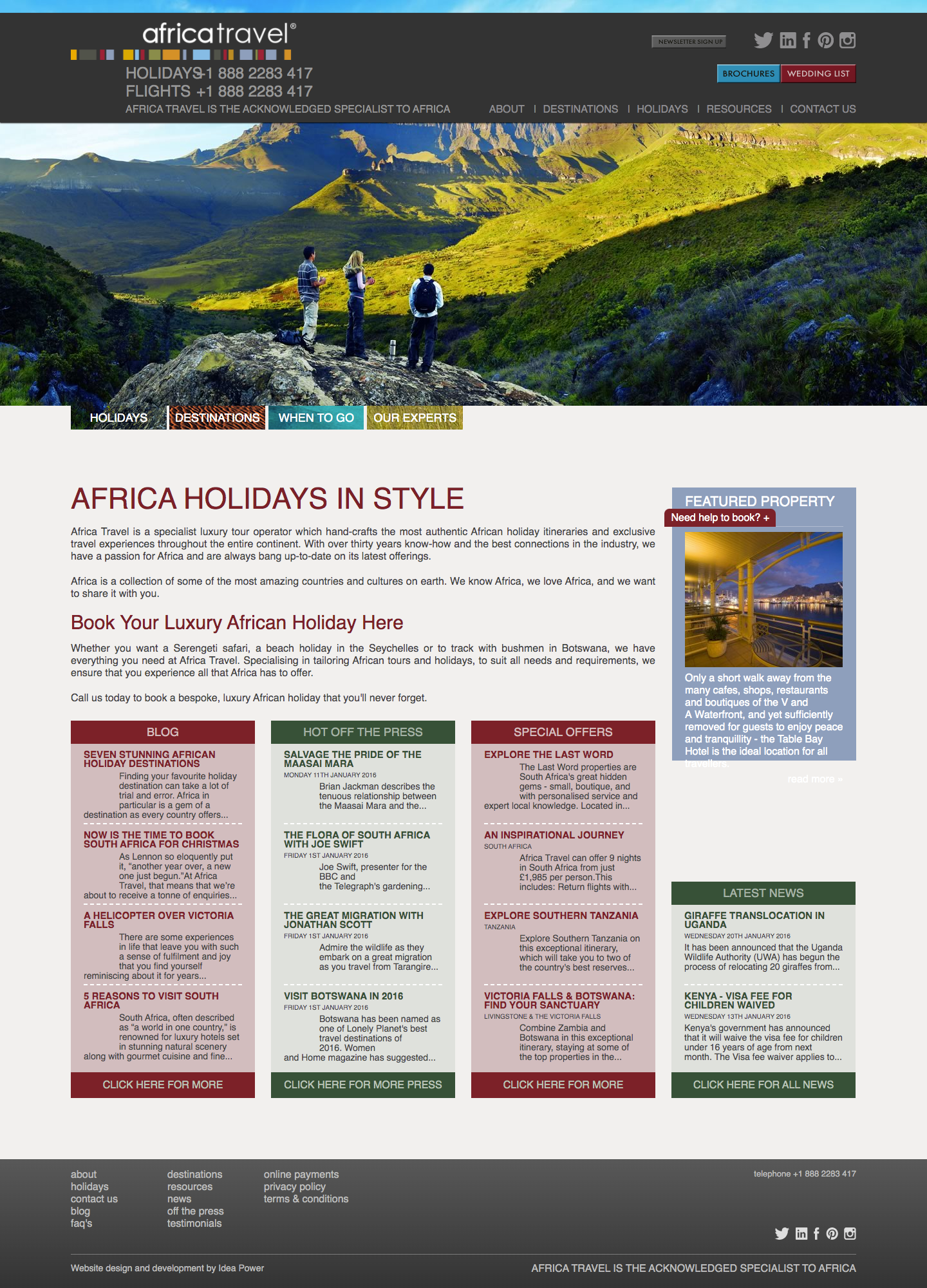 Africa Travel Before homepage design