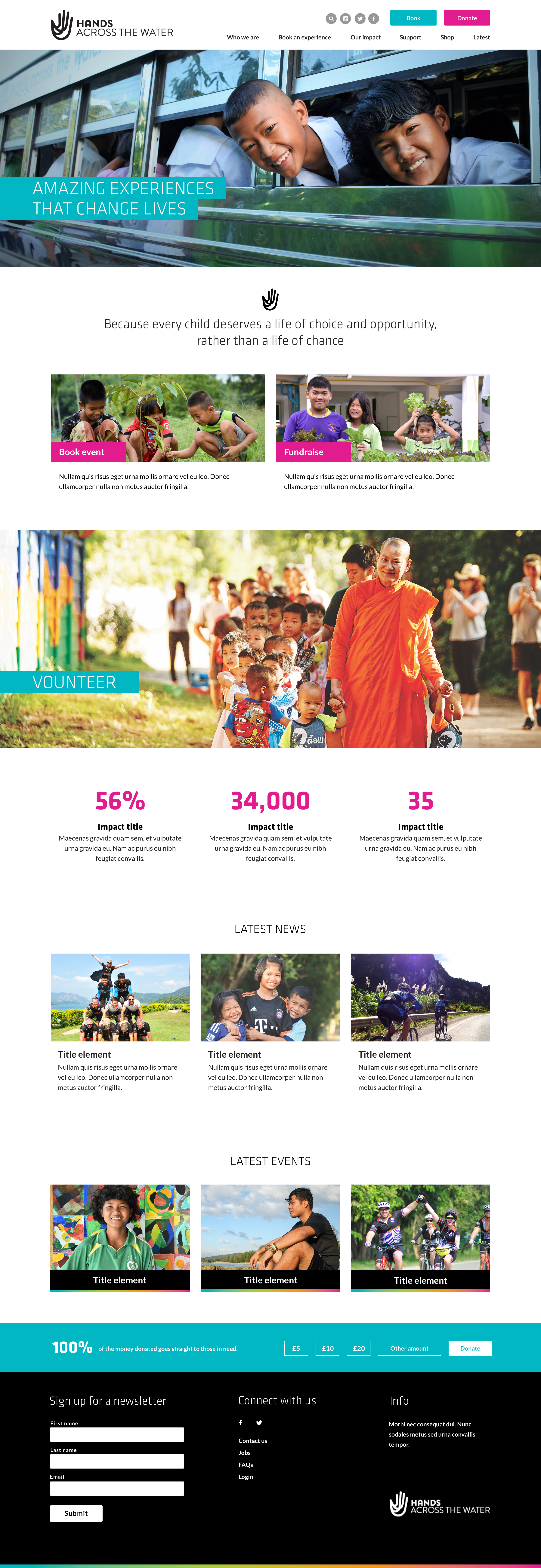 Hands across the water homepage design